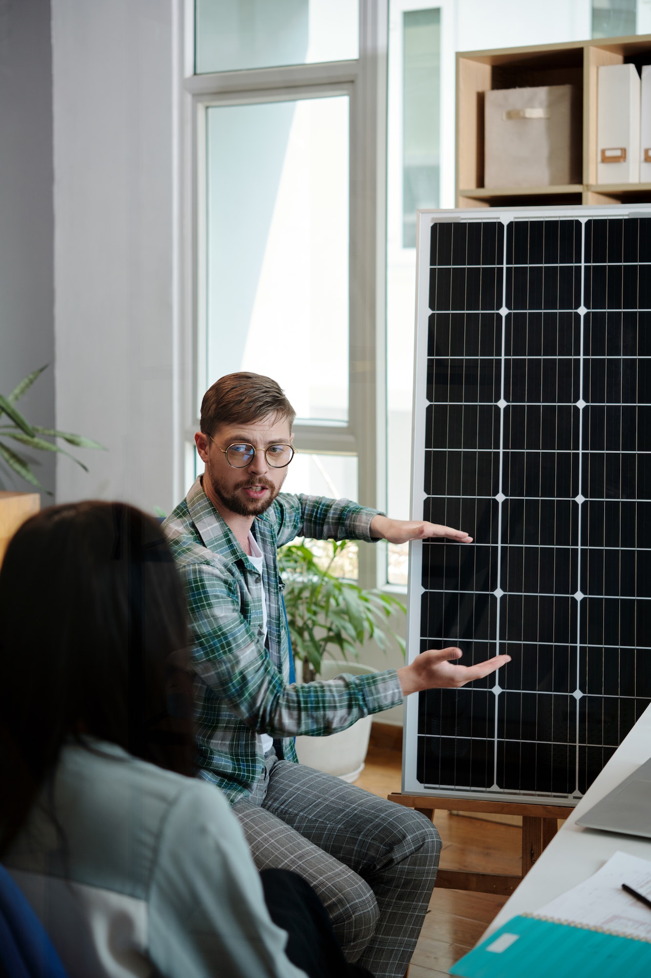 Engineer Explaining Solar Panel Advantages